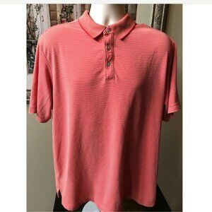 Tommy Bahama Polo Shirt Mens Large Stripe Orange Modal Poly Short Sleeve